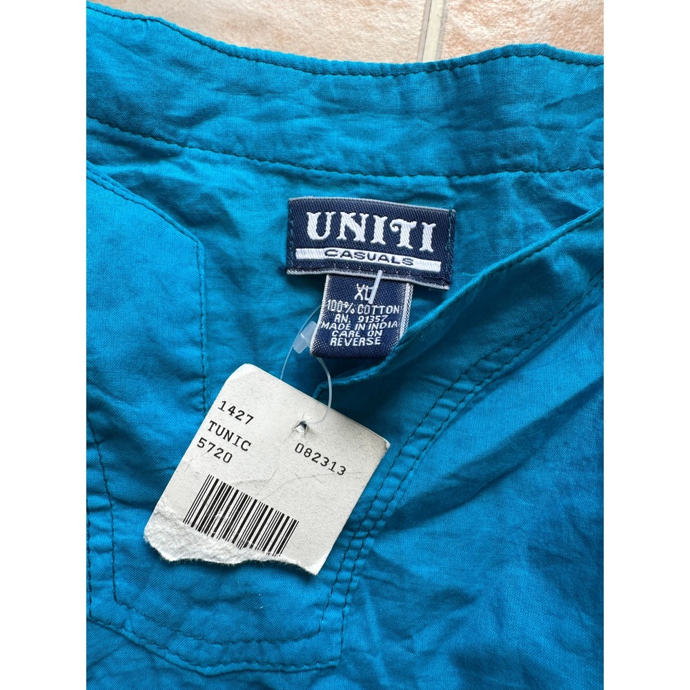 Uniti Casuals Tunic Top Sequined Long Sleeve Patterned Blue XL New w/defects - Picture 5 of 10